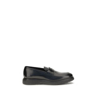 Ferragamo Black Calf Leather Bos Taurus Slip-On Loafers