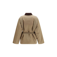 Versace Beige Nylon Full-Length Jacket