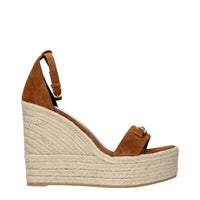 Versace Brown Leather Wedge Sandals
