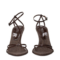 Paris Texas Brown Leather Stiletto Heel Sandals