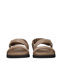 Max Mara Brown Leather Flat Sandals