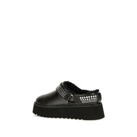 PINKO Black Calf Leather Bos Taurus Clogs