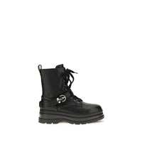 PINKO Black Calf Leather Bos Taurus Lace-Up Boots