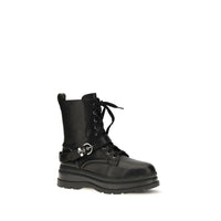 PINKO Black Calf Leather Bos Taurus Lace-Up Boots