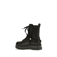 PINKO Black Calf Leather Bos Taurus Lace-Up Boots