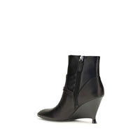 PINKO Black Calf Leather Bos Taurus Ankle Boots