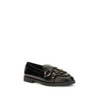 PINKO Black Calf Leather Bos Taurus Slip-On Loafers