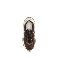 PINKO Brown Calf Leather Bos Taurus Chunky Sneakers