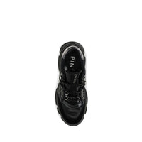 PINKO Black Calf Leather Bos Taurus Chunky Sneakers