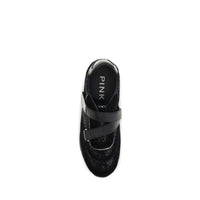 PINKO Black Suede Leather Athletic Sneakers