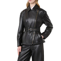 Max Mara Black Lambskin Leather Jacket