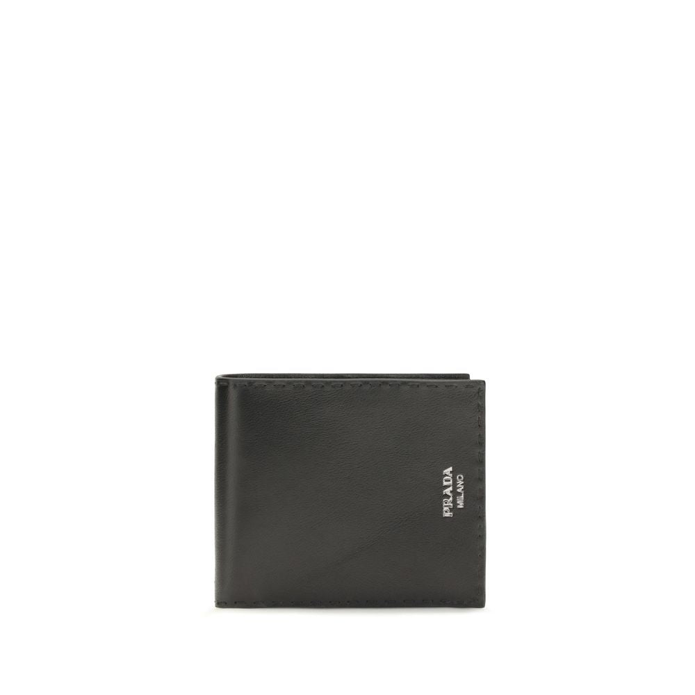 Prada Black Calf Leather Bos Taurus Wallet