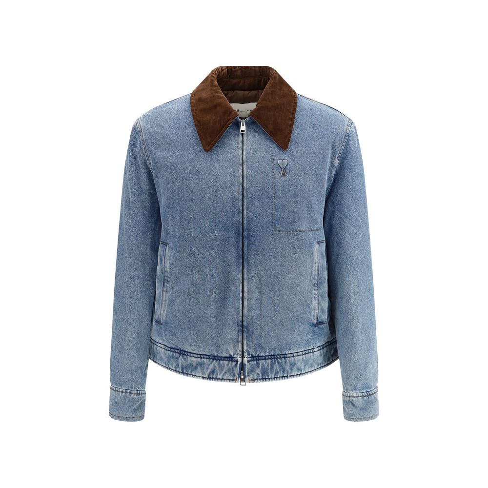 Ami Paris Blue Cotton Denim Jacket