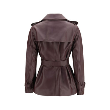 Burberry Bordeaux Calf Leather Bos Taurus Coat