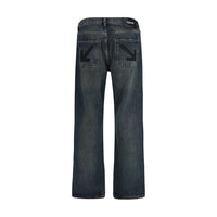 Off-White Blue Cotton Straight-Leg Jeans