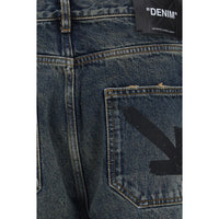 Off-White Blue Cotton Straight-Leg Jeans