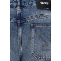 Off-White Blue Cotton Slim Fit Jeans