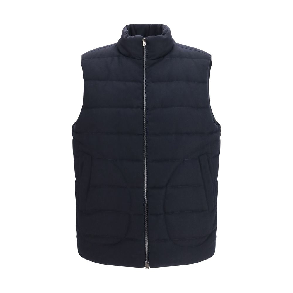 Herno Blue Wool Oves Aries Sleeveless Jacket