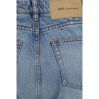 Ami Paris Blue Cotton Flared Jeans