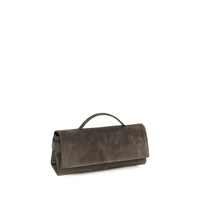 Brunello Cucinelli Brown Suede Leather Clutch Bag