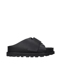 Jil Sander Black Leather Slippers