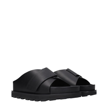 Jil Sander Black Leather Slippers