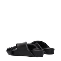 Jil Sander Black Leather Slippers