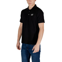 EA7 Emporio Armani Black Cotton Polo Shirt