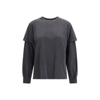 Ganni Gray Cotton Long Sleeve T-Shirt