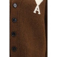 Ami Paris Brown Alpaca Vicugna Pacos Cardigan