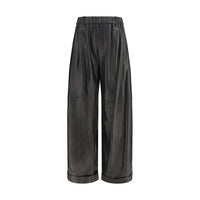 Brunello Cucinelli Black Leather Pants