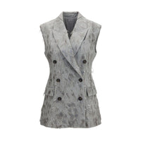 Brunello Cucinelli Gray Wool Oves Aries Sleeveless Jacket