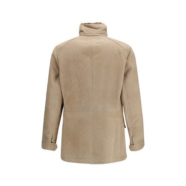 Brunello Cucinelli Beige Lambskin Full-Length Jacket