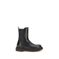 Brunello Cucinelli Black Calf Leather Bos Taurus Chelsea Boots