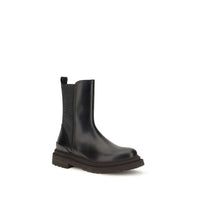 Brunello Cucinelli Black Calf Leather Bos Taurus Chelsea Boots