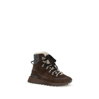 Brunello Cucinelli Brown Suede Leather Lace-Up Boots