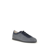 Brunello Cucinelli Gray Calf Leather Bos Taurus Low Top Sneakers