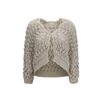 Brunello Cucinelli Beige Silk Cardigan