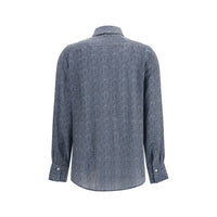Sara Roka Blue Silk Pattern Shirt