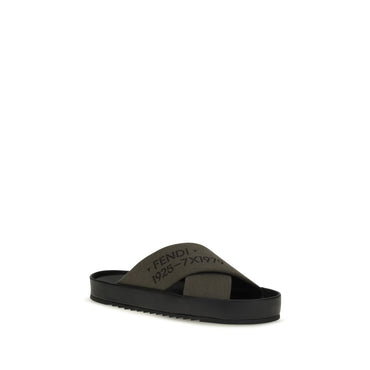 Fendi Bicolor Polyester Flat Sandals