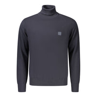 Hugo Boss Blue Cotton Turtleneck