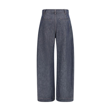 Brunello Cucinelli Blue Cotton High-Waisted Jean