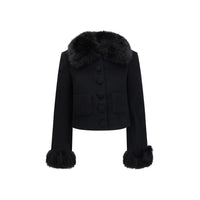 Self-Portrait Black Wool Oves Aries Full-Length Jacket