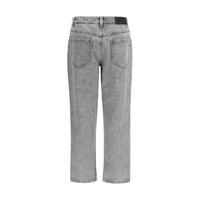 Brunello Cucinelli Gray Cotton Straight-Leg Jeans