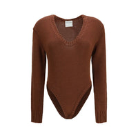 Forte_Forte Brown Wool Oves Aries Bodysuit