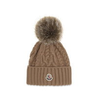 Moncler Brown Wool Oves Aries Beanie