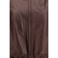 Brunello Cucinelli Bordeaux Lamb Ovis Aries Leather Jacket