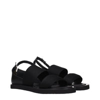 Max Mara Black Fabric Flat Sandals