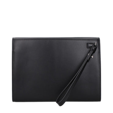Ferragamo Black Leather Clutch Bag