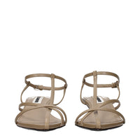 Jil Sander Beige Leather Flat Sandals